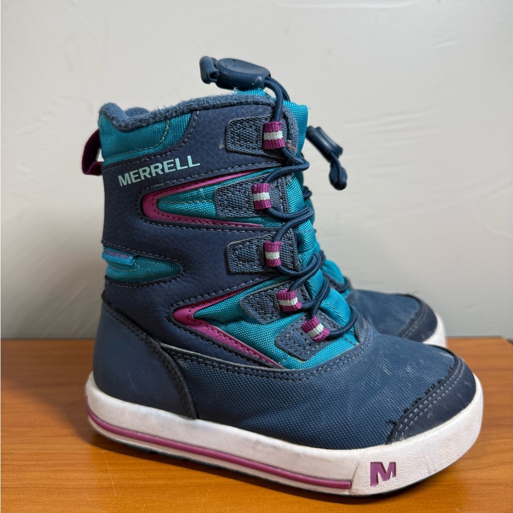 Merrell Snow Bank 3.0 Waterproof‎ Snow Boots in Navy/Turquoise Winter Girls 10